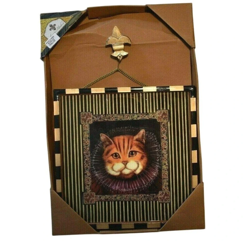 Vintage Annie Modica Royal Cats Wall Art Set Renaissance Cat Decor